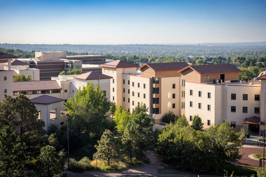 View of campus buildings from Austin Bluffs